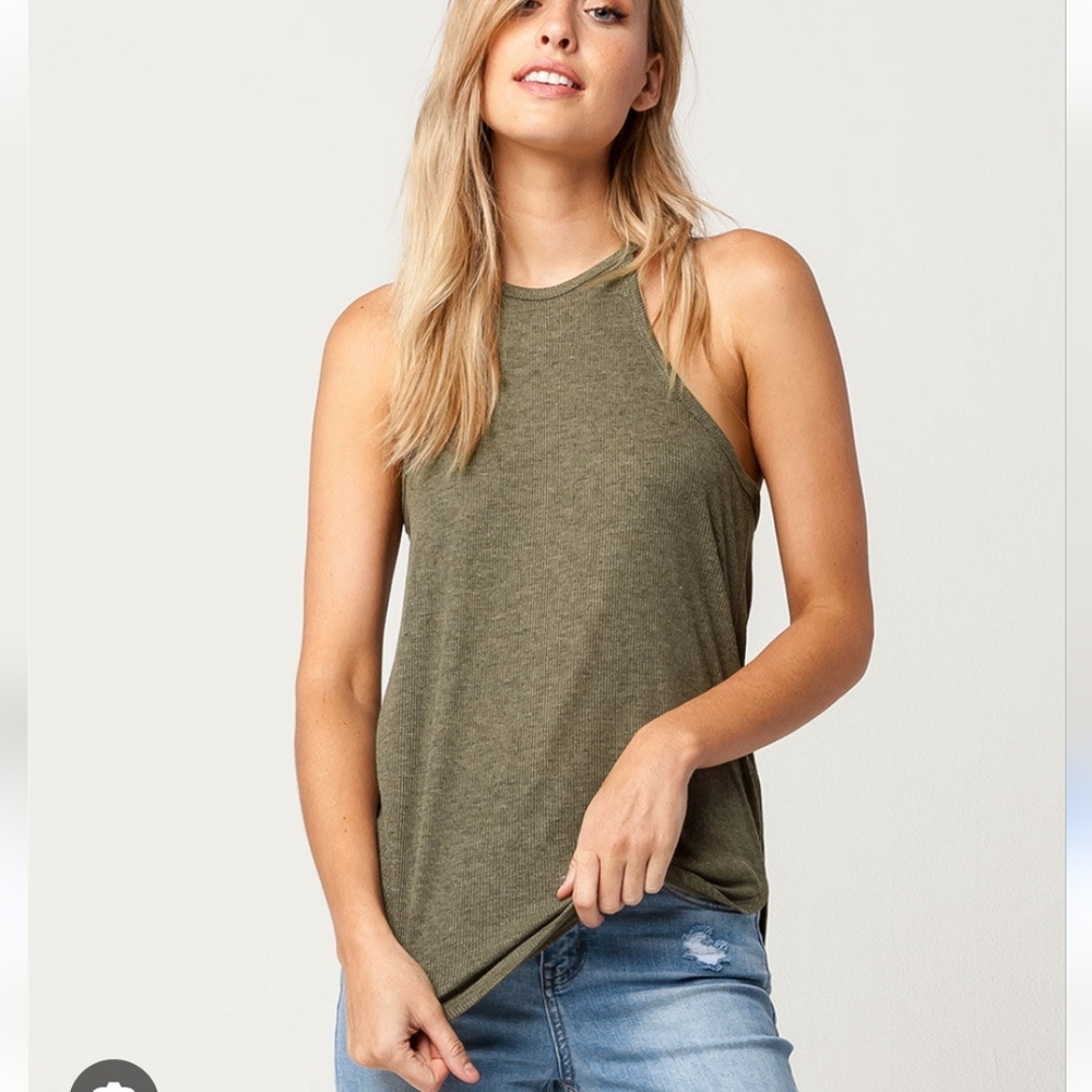 Tillys|Bozzolo Olive High Neck Tank Topk